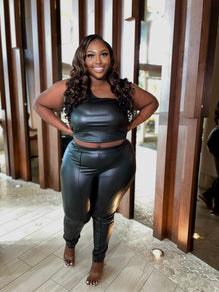 Sexy Edge One Shoulder Faux Leather Top - Big House Of Fashion